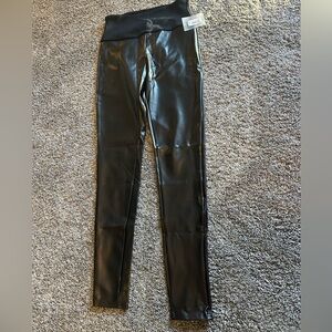 Spanx Women’s All Over Faux Leather Leggings Black/ Gold Sz S